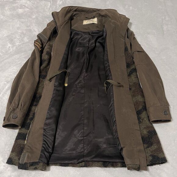 Zara Trafaluc Jacket Womens Small Military Green Camouflage Camo Patch Zip Wool - Picture 3 of 9